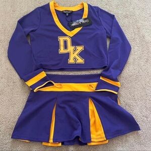 Dolls Kill Purple and Yellow Cheer Skirt Set